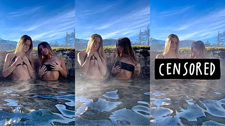 laura sommaruga in hot springs wih a friend fondling thei titties